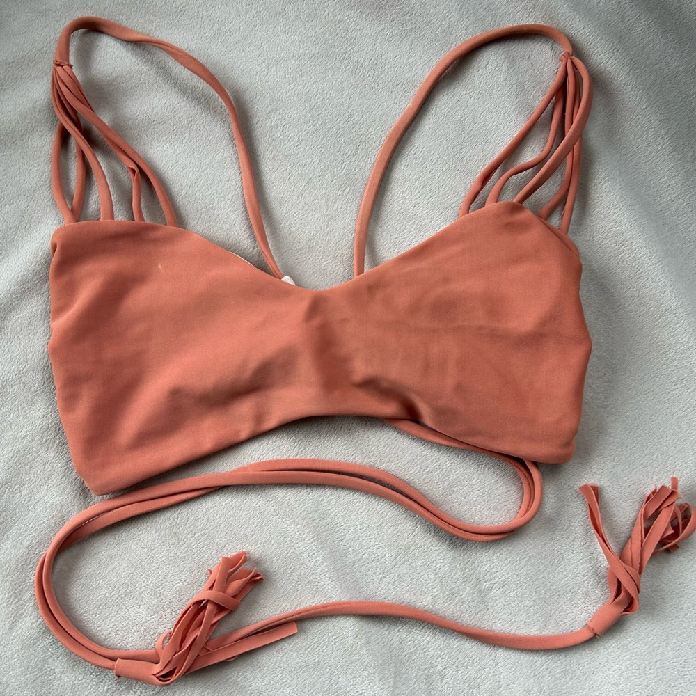 ACACIA Swimwear Rust Strappy Bikini Top Vintage Hanae style